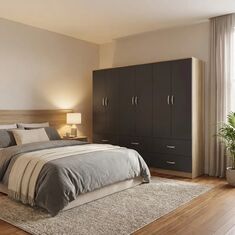 Ντουλάπα εξάφυλλη με συρτάρια Athos pakoworld sonoma-ανθρακι 240x42x180εκ |  Ντουλάπες ρούχων στο espiti