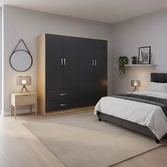 Ντουλάπα τετράφυλλη Athos pakoworld sonoma-ανθρακί 160x42x180εκ |  Ντουλάπες ρούχων στο espiti