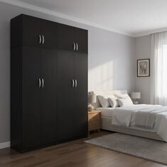 Ντουλάπα τετράφυλλη με πατάρι Athos Ι pakoworld wenge 160x42x240εκ |  Ντουλάπες ρούχων στο espiti