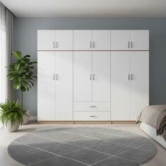 Ντουλάπα εξάφυλλη με πατάρι Athos I pakoworld sonoma-λευκή 240x42x240εκ |  Ντουλάπες ρούχων στο espiti