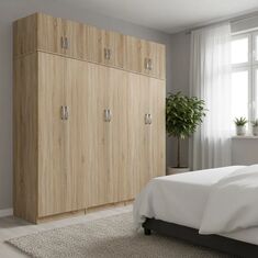 Ντουλάπα εξάφυλλη με πατάρι Athos ΙΙ pakoworld sonoma 240x42x240εκ |  Ντουλάπες ρούχων στο espiti