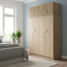 Ντουλάπα τετράφυλλη με πατάρι Athos Ι pakoworld sonoma 160x42x240εκ |  Ντουλάπες ρούχων στο espiti