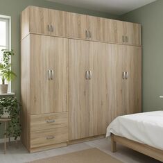Ντουλάπα εξάφυλλη με πατάρι Athos I pakoworld sonoma 240x42x240εκ |  Ντουλάπες ρούχων στο espiti