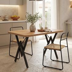 Τραπέζι Vertex pakoworld oak με μαύρα μεταλλικά πόδια 110x70x72εκ |  Τραπέζια στο espiti