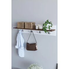 Stewehome Κρεμάστρα τοίχου από Συνθετικό ξύλο για ρούχα σε καρυδί και λευκό χρώμα Καφέ 689516 |  Καλόγεροι -Κρεμάστρες στο espiti