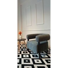 Stewehome Πολυθρόνα με πόδια από ξύλο και ύφασμα buklet σε σκανδιναβικό ρετρό στιλ Γκρι 738315 |  Πολυθρόνες σαλονιού στο espiti