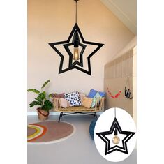 Stewehome Διπλός φωτιστικό οροφής αστέρι μοντέρνο διακοσμητικό για παιδικό και νεανικό δωμάτιο Μαύρο 60x42x51 cm 629073 |  Οροφής στο espiti