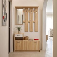 Έπιπλο εισόδου Jentia pakoworld  με καθρέπτη sonoma με λευκό MDF 100x24x186εκ |  Βιτρίνες - Έπιπλα εισόδου στο espiti