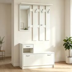 Έπιπλο εισόδου Jentia pakoworld με καθρέπτη λευκό MDF 100x24x186εκ |  Βιτρίνες - Έπιπλα εισόδου στο espiti