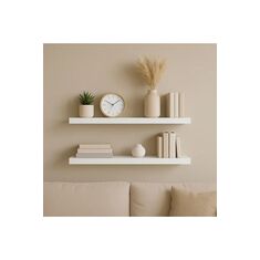 Stewehome Σετ 2 τεμαχίων μοντέρνων ραφιών MDF 18 mm για αποθήκευση Λευκό 80x15x15 cm 856081 |  Ραφιέρες τοίχου στο espiti