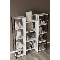 Stewehome Βιβλιοθήκη με 12 ράφια από μέταλλο Λευκό 105x110x110 cm 652286 |  Βιβλιοθήκες στο espiti