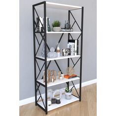 Stewehome Μεταλλική βιβλιοθήκη με 5 ράφια Λευκό 70x34x157 cm 911510 |  Βιβλιοθήκες στο espiti