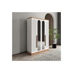 Stewehome Ντουλάπα με 4 πόρτες και καθρέφτη από MDF για υπνοδωμάτιο 140x52x52 cm 50537664 |  Ντουλάπες ρούχων στο espiti