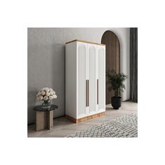 Stewehome Ντουλάπα με 3 πόρτες από MDF ατλαντικού πεύκου για υπνοδωμάτιο σκανδιναβικού μοντέρνου στιλ 105x52x52 cm 83164568 |  Ντουλάπες ρούχων στο espiti