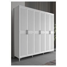 Stewehome Ντουλάπα με πόδια και 6 πόρτες από MDF για υπνοδωμάτιο μοντέρνου στιλ 210x52x52 cm 75213960 |  Ντουλάπες ρούχων στο espiti