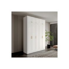 Stewehome Ντουλάπα με 5 πόρτες και επάνω ράφι από MDF με πόδια 175x52x52 cm 22558405 |  Ντουλάπες ρούχων στο espiti