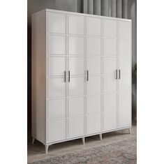 Stewehome Ντουλάπα με 5 πόρτες από MDF λευκή μοντέρνου στιλ 175x52x52 cm 57600908 |  Ντουλάπες ρούχων στο espiti
