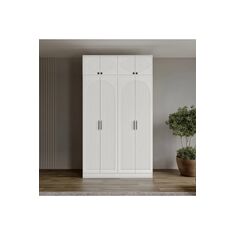 Stewehome Ντουλάπα με 4 πόρτες και επάνω ράφι από MDF μοντέρνου country στιλ 140x52x52 cm 88581520 |  Ντουλάπες ρούχων στο espiti
