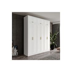 Stewehome Ντουλάπα με 6 πόρτες και ντουλάπι από MDF country μοντέρνου στιλ 210x52x52 cm 45105021 |  Ντουλάπες ρούχων στο espiti