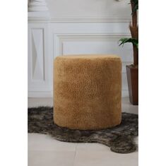Stewehome Πολυλειτουργικός στρογγυλός πουφ καφέ από πεύκο με μικροπλέγμα ύφασμα μοντέρνου στυλ 42x42 cm 20620044 |  Πουφ στο espiti