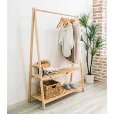 Stewehome Ξύλινη ντουλάπα ρούχων με 2 ράφια -δρυς 106x38x148 cm 283101 |  Ντουλάπες ρούχων στο espiti