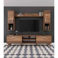 Stewehome Βάση TV Τοίχου από Ξύλο Ρουστίκ Στιλ καρυδιά 80x25x15 cm 621845 |  Έπιπλα τηλεόρασης στο espiti