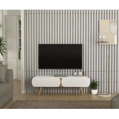 Stewehome Σύνθετο Τηλεόρασης Λευκό και Ξύλινο 120x31.7x42 cm 846521 |  Έπιπλα τηλεόρασης στο espiti