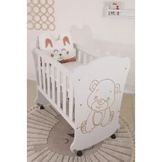 Stewehome Λευκή Βρεφική Κούνια Sweet Bear 50x90 με Στρώμα &amp; Μαξιλάρι | Ιδανική για 0-2 Ετών 50x90 cm 495792 |  Παιδικά έπιπλα στο espiti