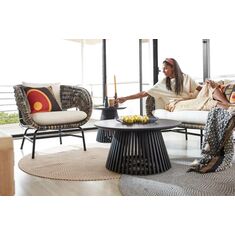 Stewehome Σετ 2 τεμαχίων στρογγυλό ράφι τραπεζιού σαλονιού σκανδιναβικού στιλ από Συνθετικό ξύλο 80x50 cm 812762 |  Τραπεζάκια σαλονιού στο espiti