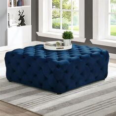 Stewehome τετράγωνο Chester Pouf (μπλε σαξόφωνο) 100x100 cm 860537 |  Πουφ στο espiti