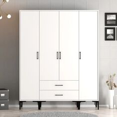 Stewehome Ντουλάπα με τέσσερις πόρτες (STS) 160x47x201 cm 718813 |  Ντουλάπες ρούχων στο espiti