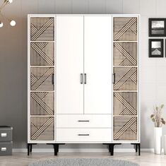 Stewehome Ντουλάπα με τέσσερις πόρτες (PTP) 160x47x201 cm 420723 |  Ντουλάπες ρούχων στο espiti