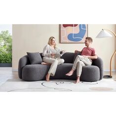 Stewehome Τριθέσιος Καναπές Καμπυλωτός Bouclé γκρι 235x90x80 cm 264030 |  Καναπέδες στο espiti