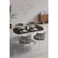 Stewehome Σετ Τραπεζαρίας με Επεκτεινόμενο Τραπέζι Φαγητού &amp; 4 Καρέκλες 80x130 cm 325568 |  Σετ τραπεζαρίες στο espiti