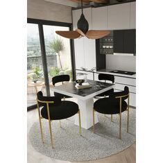 Stewehome Τραπέζι φαγητού από MDF με λευκά πόδια και 4 θέσεων σετ με καρέκλες 90x90 cm 385408 |  Σετ τραπεζαρίες στο espiti