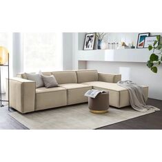 Stewehome Γωνιακός Καναπές Μπεζ με Ύφασμα Κετέν 260x177x177 cm 888521 |  Καναπέδες γωνιακοί στο espiti