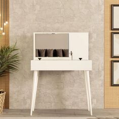 Stewehome Τουαλέτα Μακιγιάζ με Καθρέφτη &amp; Εσωτερική Οργάνωση Αποθήκευσης 80x45x119 cm 875943 |  Συρταριέρες -Κονσόλες στο espiti