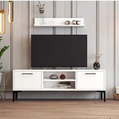 Stewehome Έπιπλο Τηλεόρασης με Ράφι Τοίχου &amp; Ανοιχτά Ράφια 140x30x48 cm 788367 |  Έπιπλα τηλεόρασης στο espiti