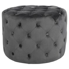ΣΚΑΜΠΟ KASSIE  ΓΚΡΙ ΒΕΛΟΥΔΟ ΤΥΠΟΥ CHESTERFIELD HM8406.01 Φ60x43Υ εκ. |  Σκαμπώ στο espiti