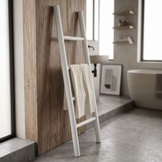 Σκάλα Morjeve pakoworld teak ξύλο σε white wash απόχρωση 45x6x150εκ |  Διακοσμητκά στο espiti