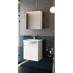 Stewehome Σετ Έπιπλο Μπάνιου Λευκό MDF με Νιπτήρα &amp; Καθρέπτη 52x30x59 cm 621452 |  Στήλες Μπάνιου στο espiti
