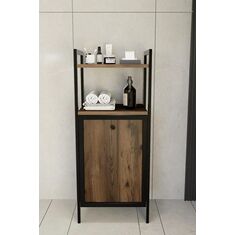 Stewehome Μεταλλικό Καλάθι Πλυντηρίου με Ράφι Μπάνιου 40x31.5x97 cm 346764 |  Στήλες Μπάνιου στο espiti