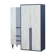 Stewehome Νεανική Τρίφυλλη Ντουλάπα σε Μπλε &amp; Ξύλο 139x55x190 cm 601927 |  Παιδικά έπιπλα στο espiti
