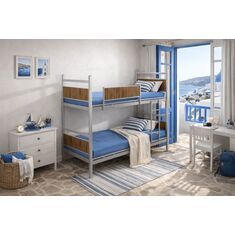 Stewehome Κουκέτα διπλής θέσης με μεταλλικό σκελετό και ξύλινα στοιχεία -γκρι 12x1.2x1.2 cm 200171 |  Κρεβάτια στο espiti