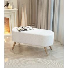 Stewehome Πουφ Σαλονιού με Ξύλινη Βάση-λευκό -36cm x 36x88x18 cm 497666 |  Πουφ στο espiti
