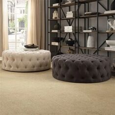 Stewehome Στρογγυλό Chester Pouf 110x110 cm 529460 |  Πουφ στο espiti