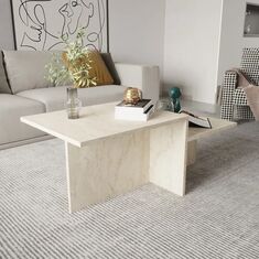 Stewehome Κεντρικό τραπέζι με μοτίβο μαρμάρου 105x50x40 cm 409119 |  Τραπεζάκια σαλονιού στο espiti