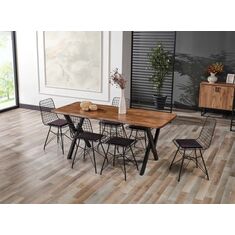 Stewehome Τραπεζαρία 80x180 με Καρέκλες Μαύρου Χρώματος 80x180 cm 467443 |  Σετ τραπεζαρίες στο espiti