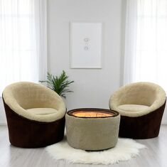 Stewehome Σετ Πολυθρόνες με Πουφ &amp; Τραπεζάκι Επένδυση Teddy 50x50x75 cm 583682 |  Πουφ στο espiti