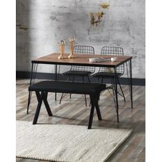 Stewehome Τραπέζι Φαγητού με 2 Καρέκλες &amp; 1 Πάγκο 120x80x75 cm 790582 |  Σετ τραπεζαρίες στο espiti